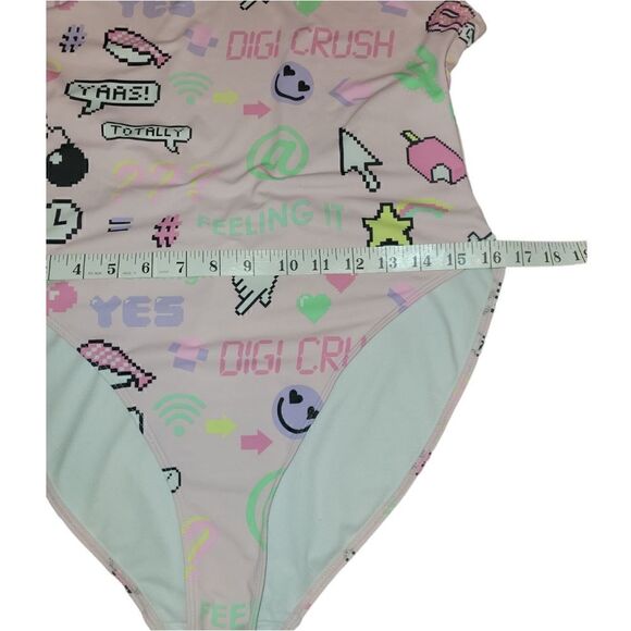 H&M Swimsuit High leg Pink Emoji Digital One Piece Swimsuit 14 - Picture 6 of 8